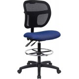 Mid-Back Mesh Drafting Stool with Navy Blue Fabric Seat [WL-A7671SYG-NVY-D-GG]