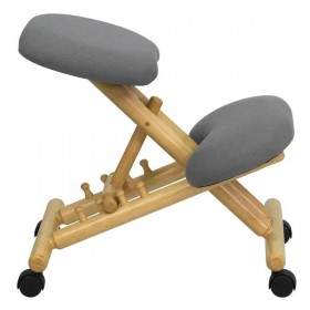 Mobile Wooden Ergonomic Kneeling Chair in Gray Fabric [WL-SB-101-GG]