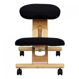 Mobile Wooden Ergonomic Kneeling Chair in Black Fabric [WL-SB-210-GG]
