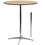 36'' Round Wood Cocktail Table with 30'' and 42'' Columns [XA-36-COTA-GG]