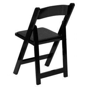 HERCULES Series Black Wood Folding Chair with Vinyl Padded Seat [XF-2902-BK-WOOD-GG]