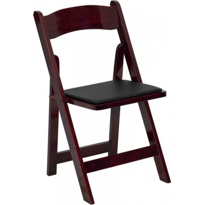 HERCULES Series Mahogany Wood Folding Chair with Vinyl Padded Seat [XF-2903-MAH-WOOD-GG]