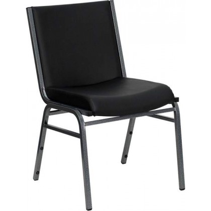 HERCULES Series Heavy Duty, 3'' Thickly Padded, Black Vinyl Upholstered Stack Chair [XU-60153-BK-VYL-GG]