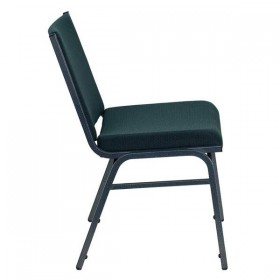 HERCULES Series Heavy Duty, 3'' Thickly Padded, Green Patterned Upholstered Stack Chair [XU-60153-GN-GG]