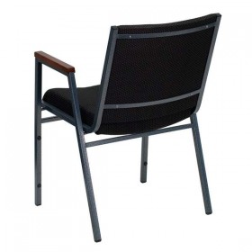 HERCULES Series Heavy Duty, 3'' Thickly Padded, Black Patterned Upholstered Stack Chair with Arms [XU-60154-BK-GG]