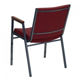 HERCULES Series Heavy Duty, 3'' Thickly Padded, Burgundy Patterned Upholstered Stack Chair with Arms [XU-60154-BY-GG]