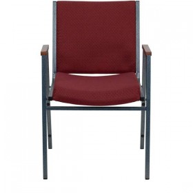 HERCULES Series Heavy Duty, 3'' Thickly Padded, Burgundy Patterned Upholstered Stack Chair with Arms [XU-60154-BY-GG]