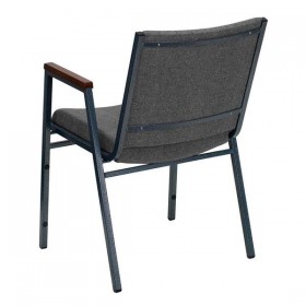 HERCULES Series Heavy Duty, 3'' Thickly Padded, Gray Upholstered Stack Chair with Arms [XU-60154-GY-GG]