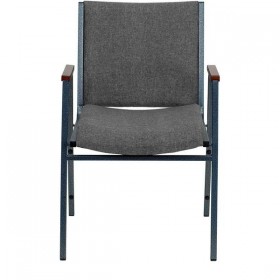 HERCULES Series Heavy Duty, 3'' Thickly Padded, Gray Upholstered Stack Chair with Arms [XU-60154-GY-GG]