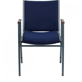 HERCULES Series Heavy Duty, 3'' Thickly Padded, Navy Patterned Upholstered Stack Chair with Arms [XU-60154-NVY-GG]