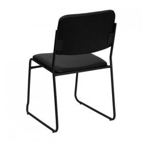 HERCULES Series 1500 lb. Capacity High Density Black Vinyl Stacking Chair with Sled Base [XU-8700-BLK-B-VYL-30-GG]