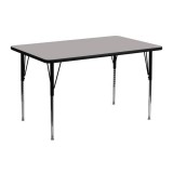 24''W x 48''L Rectangular Activity Table with 1.25'' Thick High Pressure Grey Laminate Top and Standard Height Adjustable Legs [XU-A2448-REC-GY-H-A-GG]