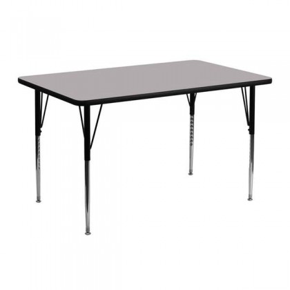 24''W x 48''L Rectangular Activity Table with Grey Thermal Fused Laminate Top and Standard Height Adjustable Legs [XU-A2448-REC-GY-T-A-GG]