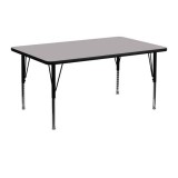 24''W x 48''L Rectangular Activity Table with Grey Thermal Fused Laminate Top and Height Adjustable Pre-School Legs [XU-A2448-REC-GY-T-P-GG]