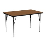 24''W x 48''L Rectangular Activity Table with 1.25'' Thick High Pressure Oak Laminate Top and Standard Height Adjustable Legs [XU-A2448-REC-OAK-H-A-GG]