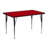 24''W x 48''L Rectangular Activity Table with Red Thermal Fused Laminate Top and Standard Height Adjustable Legs [XU-A2448-REC-RED-T-A-GG]