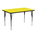 24''W x 48''L Rectangular Activity Table with 1.25'' Thick High Pressure Yellow Laminate Top and Standard Height Adjustable Legs [XU-A2448-REC-YEL-H-A-GG]