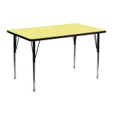 24''W x 48''L Rectangular Activity Table with Yellow Thermal Fused Laminate Top and Standard Height Adjustable Legs [XU-A2448-REC-YEL-T-A-GG]