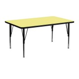 24''W x 48''L Rectangular Activity Table with Yellow Thermal Fused Laminate Top and Height Adjustable Pre-School Legs [XU-A2448-REC-YEL-T-P-GG]