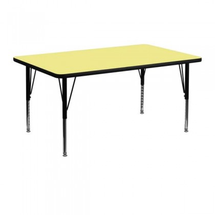 24''W x 48''L Rectangular Activity Table with Yellow Thermal Fused Laminate Top and Height Adjustable Pre-School Legs [XU-A2448-REC-YEL-T-P-GG]