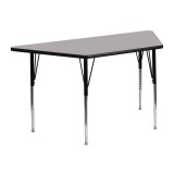24''W x 48''L Trapezoid Activity Table with 1.25'' Thick High Pressure Grey Laminate Top and Standard Height Adjustable Legs [XU-A2448-TRAP-GY-H-A-GG]