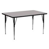 24''W x 60''L Rectangular Activity Table with 1.25'' Thick High Pressure Grey Laminate Top and Standard Height Adjustable Legs [XU-A2460-REC-GY-H-A-GG]