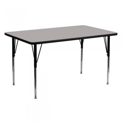 24''W x 60''L Rectangular Activity Table with 1.25'' Thick High Pressure Grey Laminate Top and Standard Height Adjustable Legs [XU-A2460-REC-GY-H-A-GG]