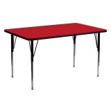 24''W x 60''L Rectangular Activity Table with 1.25'' Thick High Pressure Red Laminate Top and Standard Height Adjustable Legs [XU-A2460-REC-RED-H-A-GG]