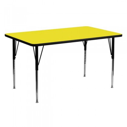 24''W x 60''L Rectangular Activity Table with 1.25'' Thick High Pressure Yellow Laminate Top and Standard Height Adjustable Legs [XU-A2460-REC-YEL-H-A-GG]