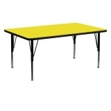 24''W x 60''L Rectangular Activity Table with 1.25'' Thick High Pressure Yellow Laminate Top and Height Adjustable Pre-School Legs [XU-A2460-REC-YEL-H-P-GG]