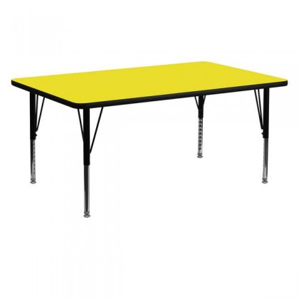 24''W x 60''L Rectangular Activity Table with 1.25'' Thick High Pressure Yellow Laminate Top and Height Adjustable Pre-School Legs [XU-A2460-REC-YEL-H-P-GG]