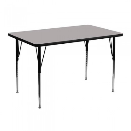 30''W x 48''L Rectangular Activity Table with 1.25'' Thick High Pressure Grey Laminate Top and Standard Height Adjustable Legs [XU-A3048-REC-GY-H-A-GG]