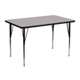 30''W x 48''L Rectangular Activity Table with Grey Thermal Fused Laminate Top and Standard Height Adjustable Legs [XU-A3048-REC-GY-T-A-GG]