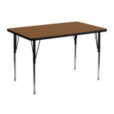 30''W x 48''L Rectangular Activity Table with 1.25'' Thick High Pressure Oak Laminate Top and Standard Height Adjustable Legs [XU-A3048-REC-OAK-H-A-GG]