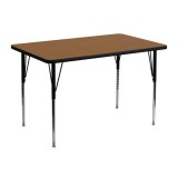 30''W x 48''L Rectangular Activity Table with Oak Thermal Fused Laminate Top and Standard Height Adjustable Legs [XU-A3048-REC-OAK-T-A-GG]