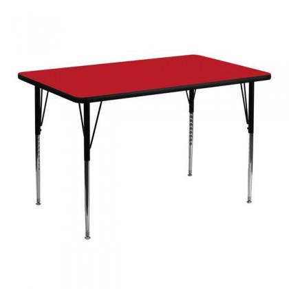30''W x 48''L Rectangular Activity Table with 1.25'' Thick High Pressure Red Laminate Top and Standard Height Adjustable Legs [XU-A3048-REC-RED-H-A-GG]