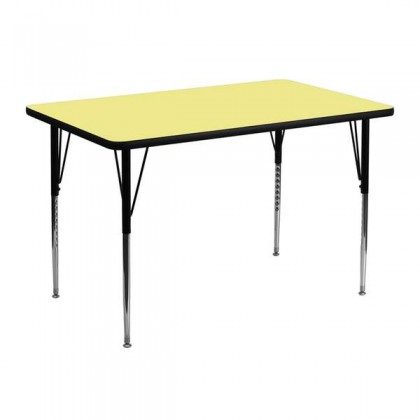 30''W x 48''L Rectangular Activity Table with Yellow Thermal Fused Laminate Top and Standard Height Adjustable Legs [XU-A3048-REC-YEL-T-A-GG]