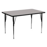 30''W x 60''L Rectangular Activity Table with 1.25'' Thick High Pressure Grey Laminate Top and Standard Height Adjustable Legs [XU-A3060-REC-GY-H-A-GG]