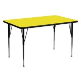 30''W x 60''L Rectangular Activity Table with 1.25'' Thick High Pressure Yellow Laminate Top and Standard Height Adjustable Legs [XU-A3060-REC-YEL-H-A-GG]
