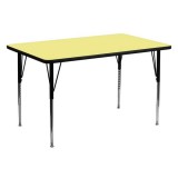 30''W x 60''L Rectangular Activity Table with Yellow Thermal Fused Laminate Top and Standard Height Adjustable Legs [XU-A3060-REC-YEL-T-A-GG]