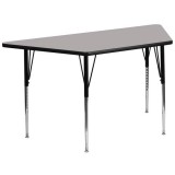 30''W x 60''L Trapezoid Activity Table with 1.25'' Thick High Pressure Grey Laminate Top and Standard Height Adjustable Legs [XU-A3060-TRAP-GY-H-A-GG]