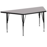 30''W x 60''L Trapezoid Activity Table with Grey Thermal Fused Laminate Top and Height Adjustable Pre-School Legs [XU-A3060-TRAP-GY-T-P-GG]