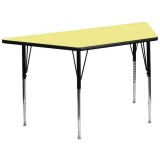 30''W x 60''L Trapezoid Activity Table with Yellow Thermal Fused Laminate Top and Standard Height Adjustable Legs [XU-A3060-TRAP-YEL-T-A-GG]