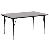 30''W x 72''L Rectangular Activity Table with 1.25'' Thick High Pressure Grey Laminate Top and Standard Height Adjustable Legs [XU-A3072-REC-GY-H-A-GG]