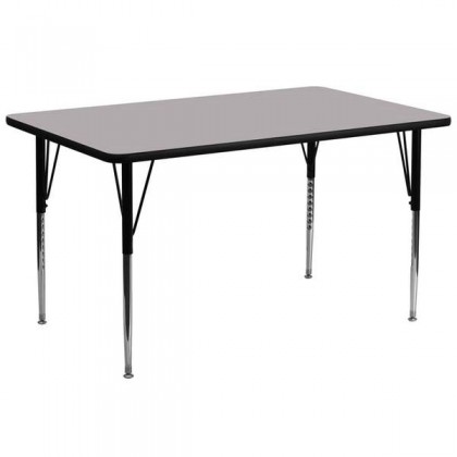 30''W x 72''L Rectangular Activity Table with Grey Thermal Fused Laminate Top and Standard Height Adjustable Legs [XU-A3072-REC-GY-T-A-GG]