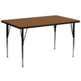 30''W x 72''L Rectangular Activity Table with 1.25'' Thick High Pressure Oak Laminate Top and Standard Height Adjustable Legs [XU-A3072-REC-OAK-H-A-GG]