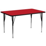30''W x 72''L Rectangular Activity Table with 1.25'' Thick High Pressure Red Laminate Top and Standard Height Adjustable Legs [XU-A3072-REC-RED-H-A-GG]