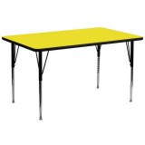 30''W x 72''L Rectangular Activity Table with 1.25'' Thick High Pressure Yellow Laminate Top and Standard Height Adjustable Legs [XU-A3072-REC-YEL-H-A-GG]