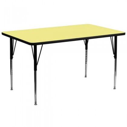 30''W x 72''L Rectangular Activity Table with Yellow Thermal Fused Laminate Top and Standard Height Adjustable Legs [XU-A3072-REC-YEL-T-A-GG]