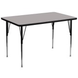 36''W x 72''L Rectangular Activity Table with 1.25'' Thick High Pressure Grey Laminate Top and Standard Height Adjustable Legs [XU-A3672-REC-GY-H-A-GG]